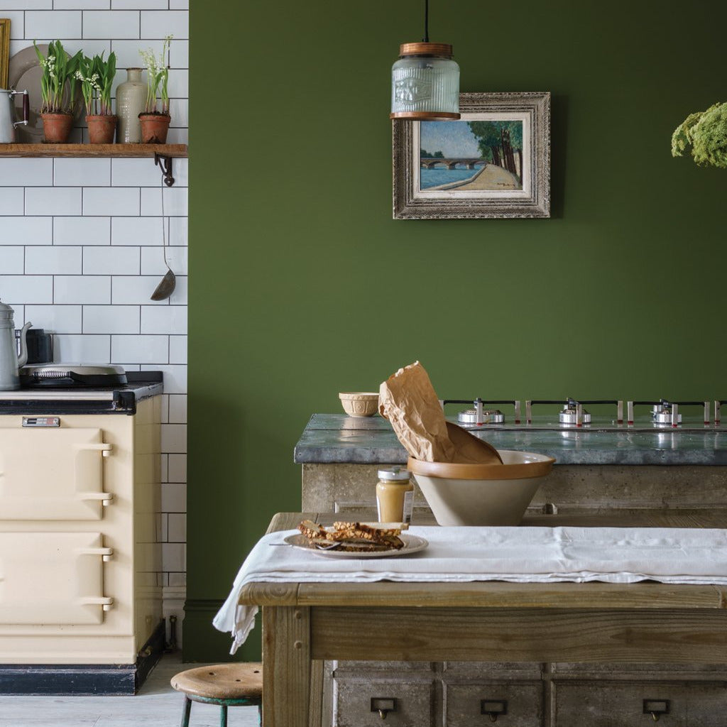 Kitchen wall painted in Farrow & Ball Bancha® No.298
