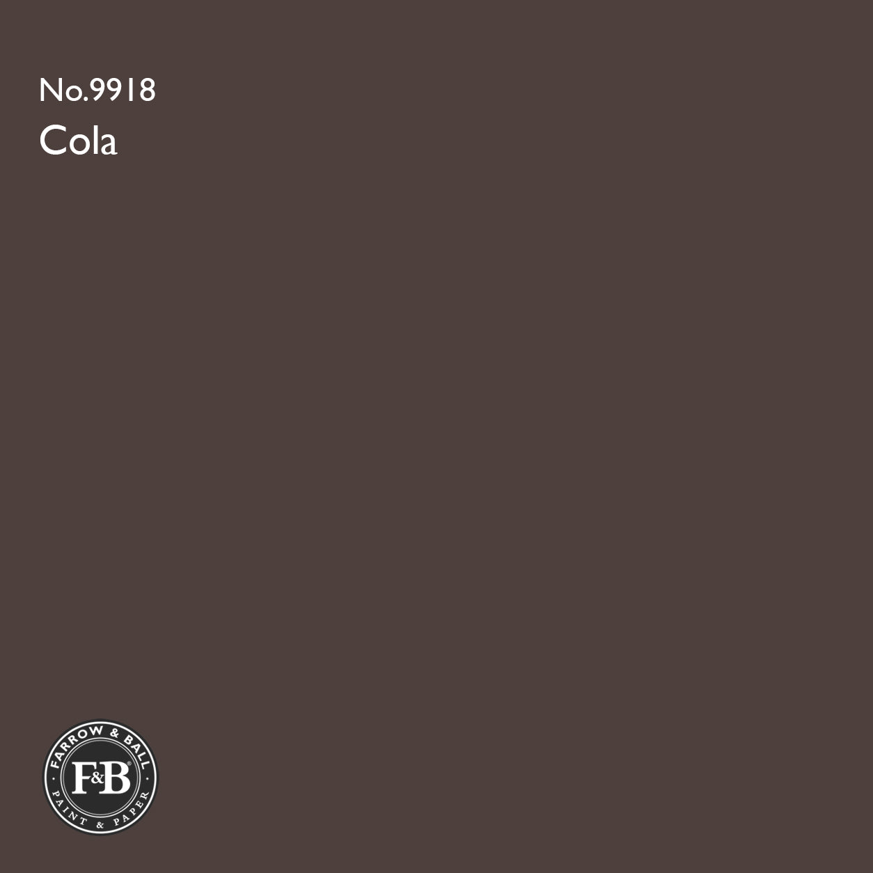 Farrow & Ball Cola No.9918 Estate Emulsion paint colour sample