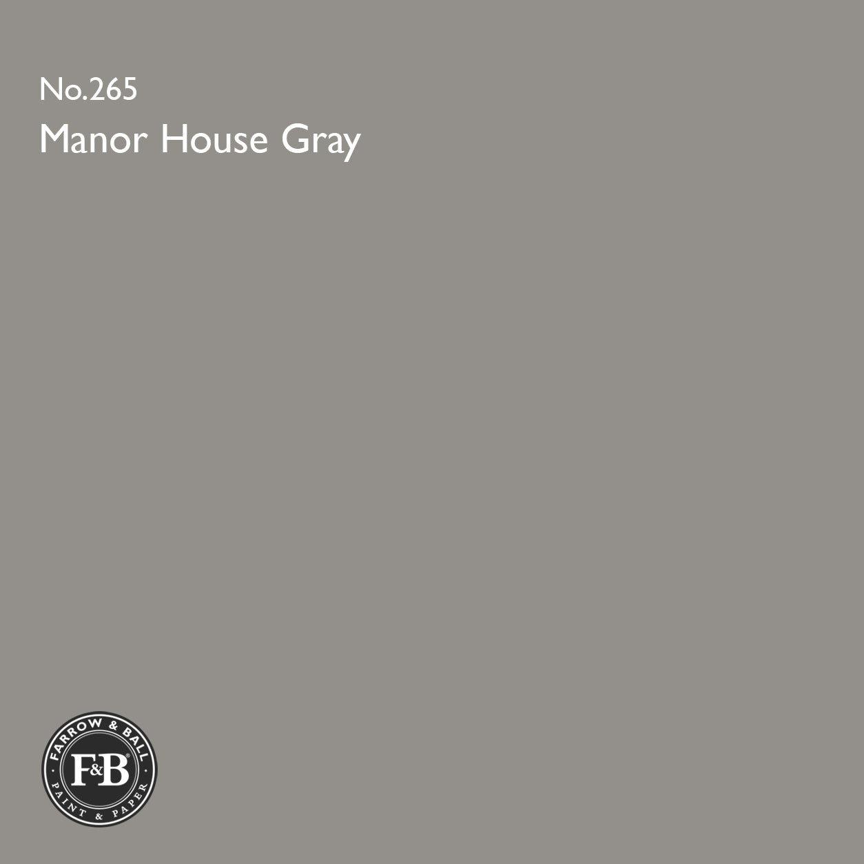 Farrow & Ball Manor House Gray No.265 Estate Emulsion paint colour sample