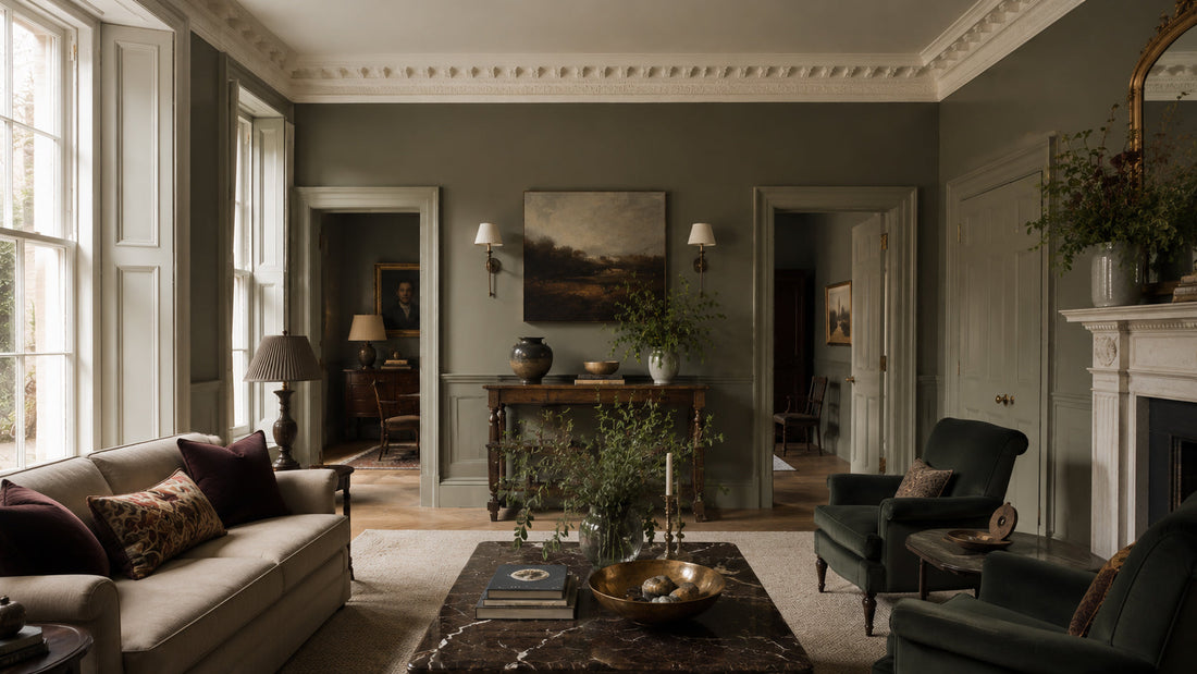 A beautiful lounge painted in farrow and ball paints.