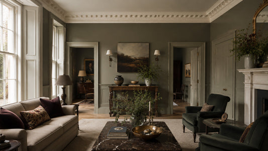 A beautiful lounge painted in farrow and ball paints.