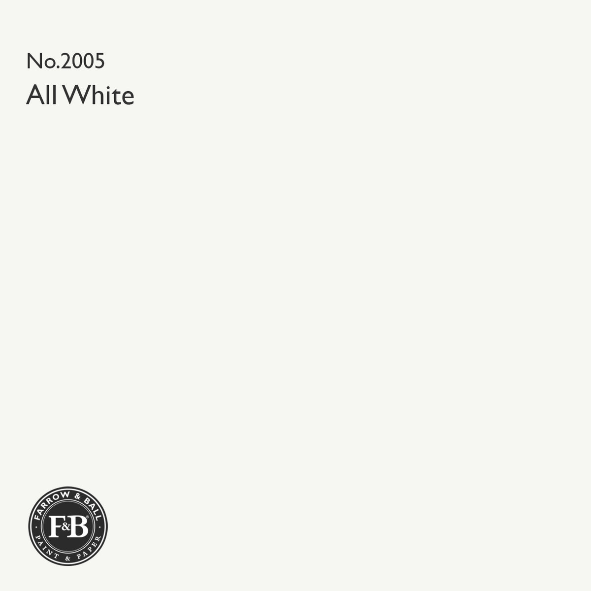 Farrow & Ball All White No.2005 paint colour swatch