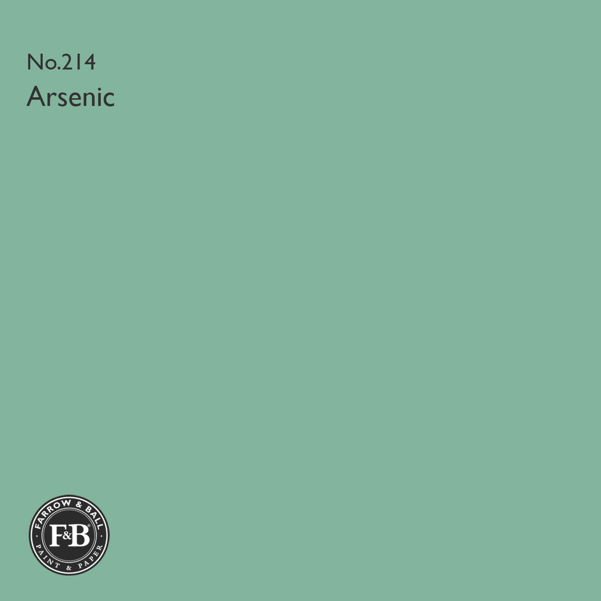 Farrow & Ball Arsenic No.214 paint colour in open swatch