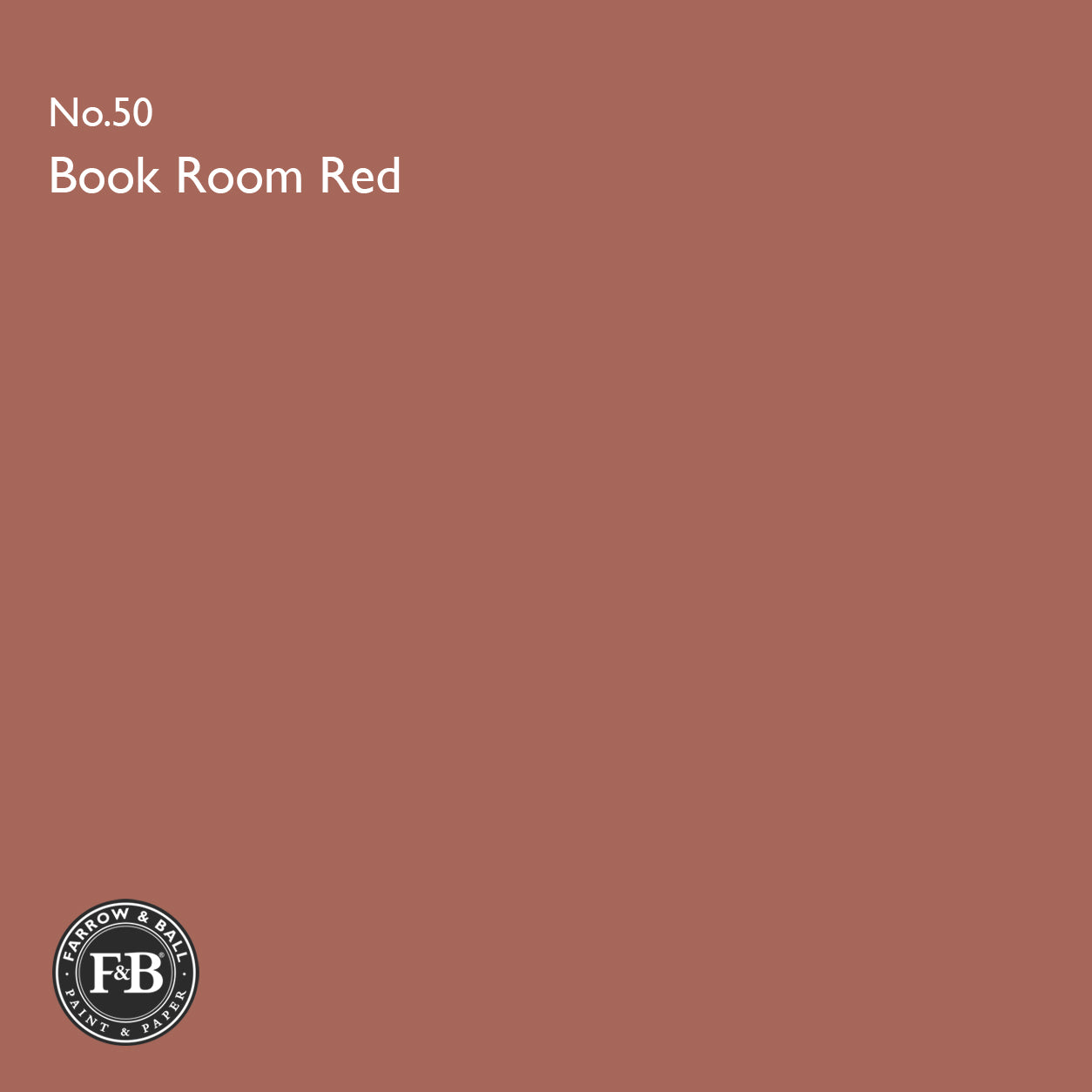 Farrow & Ball Book Room Red No.50 Estate Emulsion paint colour sample