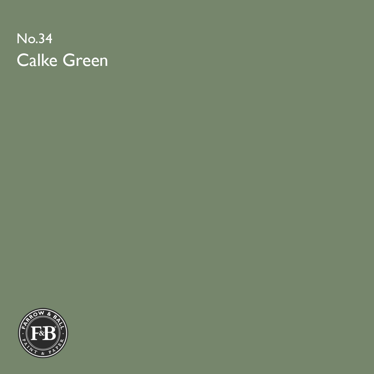 Farrow & Ball Calke Green No.34 paint colour swatch