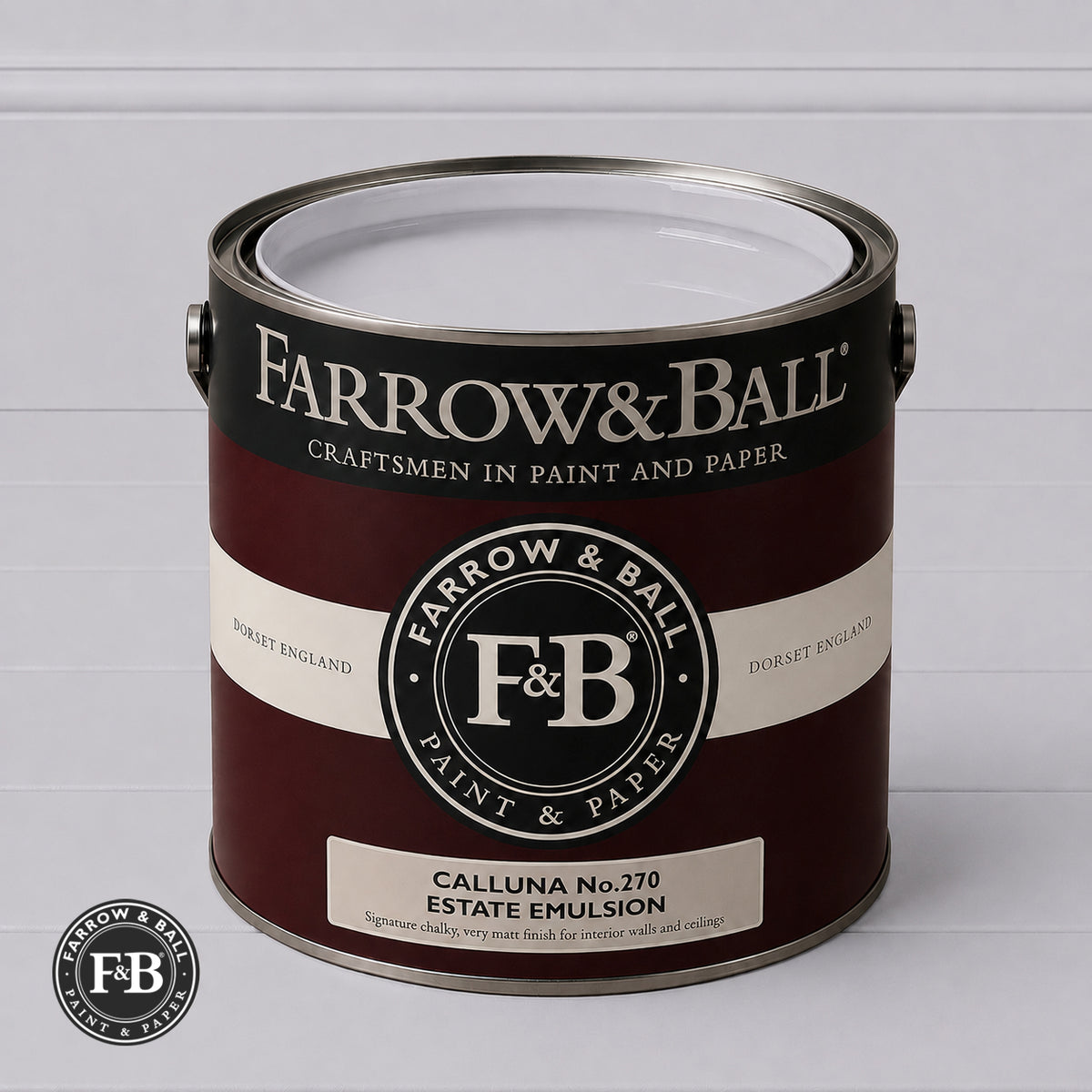 Farrow & Ball Calluna No.270 paint colour in open paint tin