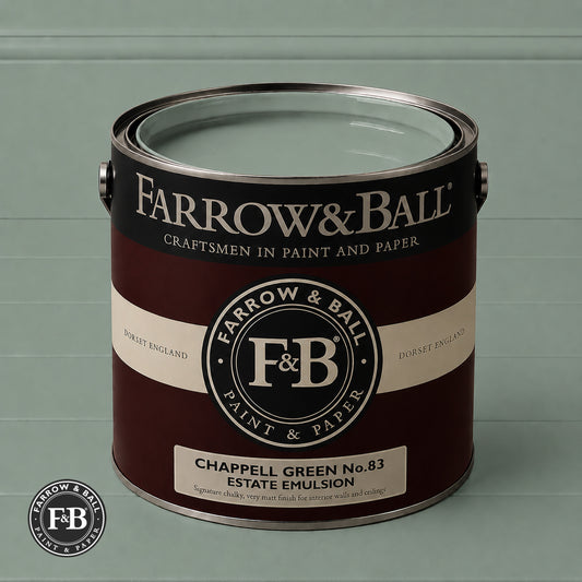Farrow & Ball Dyrehaven No.9819 Estate Emulsion paint colour sample and paint tin
