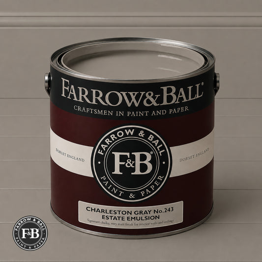 Farrow & Ball Charleston Gray No.243 paint colour in open paint tin