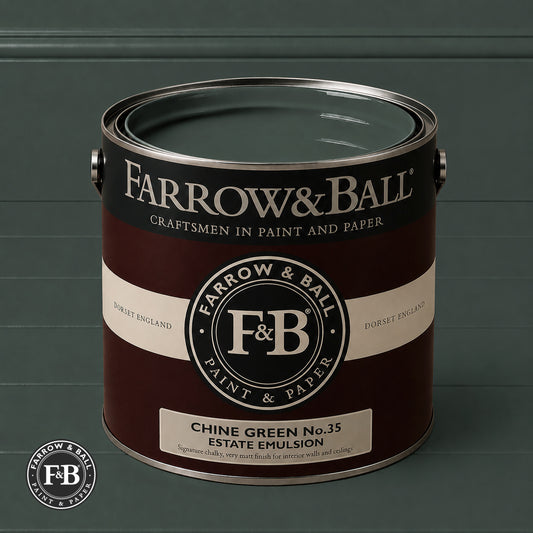 Farrow & Ball Chine Green No.35 Estate Emulsion paint colour sample paint tin
