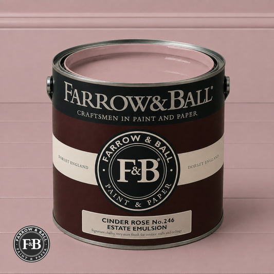 Farrow & Ball Cinder Rose No.246 paint colour in open paint tin