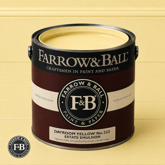 Farrow & Ball Dayroom Yellow No.233 paint colour in open paint tin