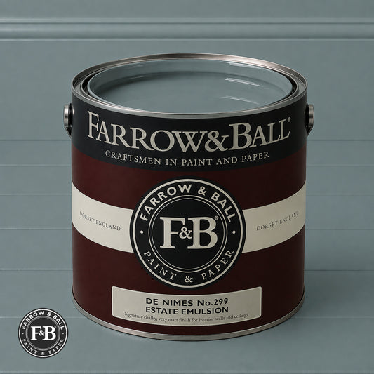 Farrow & Ball De Nimes No.299 paint colour in open paint tin