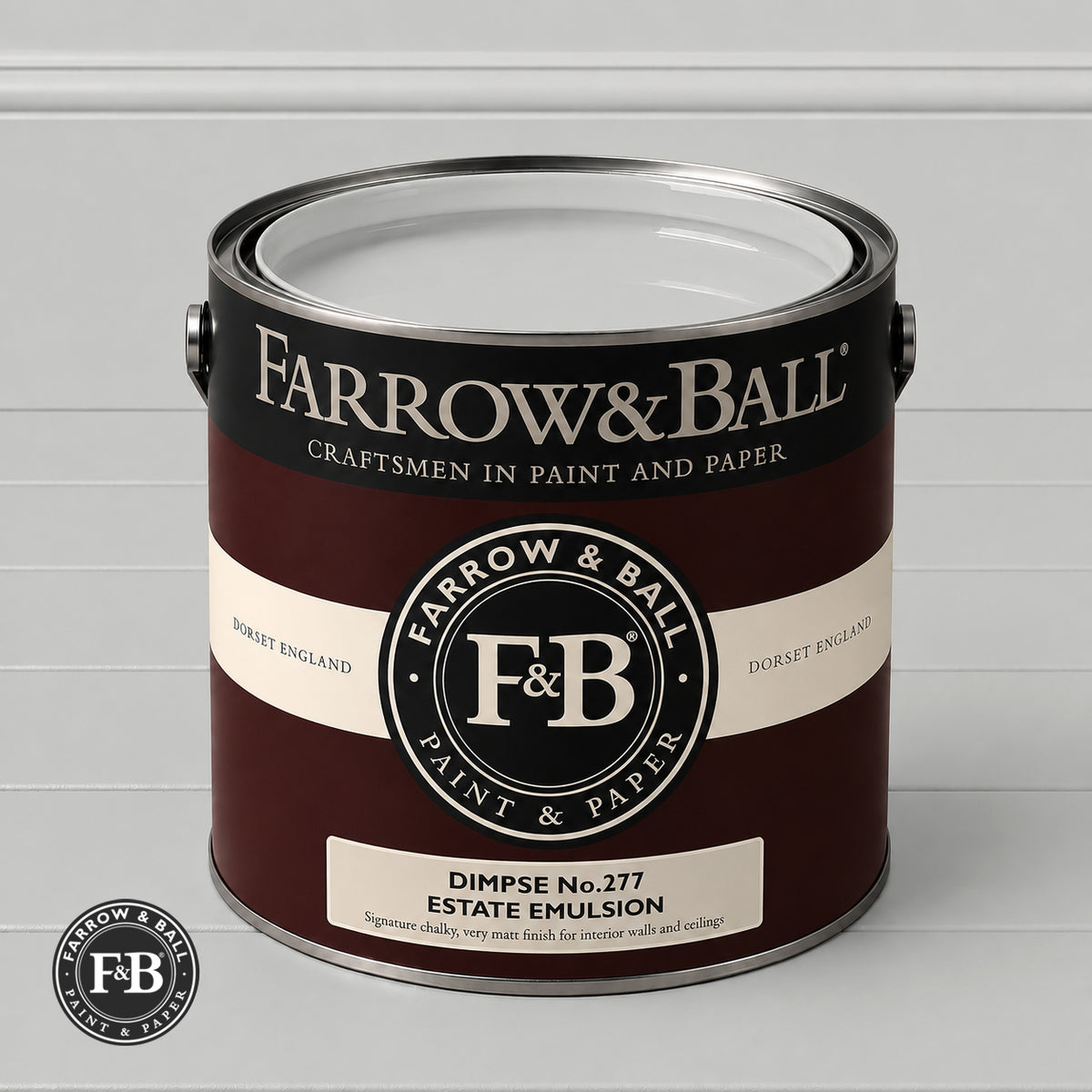 Farrow & Ball Dimpse No.277 paint colour in open paint tin