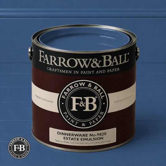 Farrow & Ball Dinnerware No.9820 Estate Emulsion paint colour sample and paint tin

