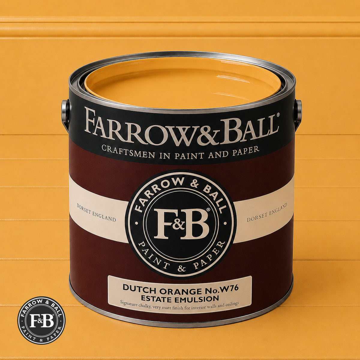 Farrow & Ball Dutch Orange No.W76 paint colour in open paint tin
