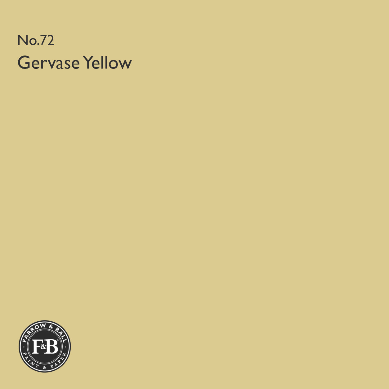 Farrow & Ball Gervase Yellow No.72 Estate Emulsion paint colour sample