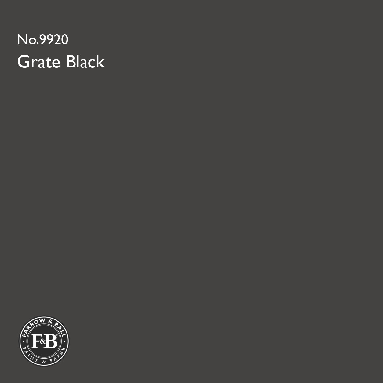 Farrow & Ball Grate Black No.9920 Estate Emulsion paint colour sample