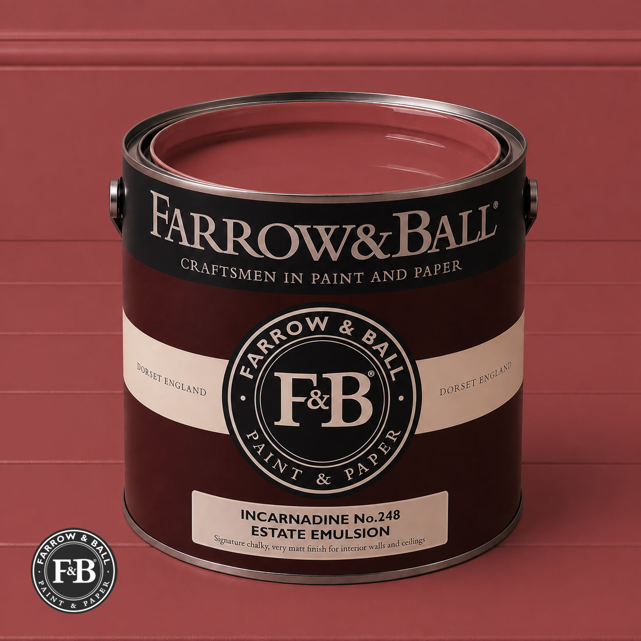 Farrow & Ball Incarnadine No.248 paint colour in open paint tin