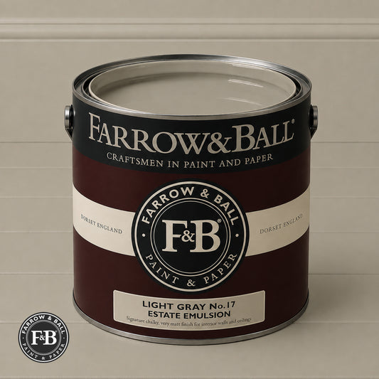 Farrow & Ball Light Gray No.17 paint colour in open paint tin