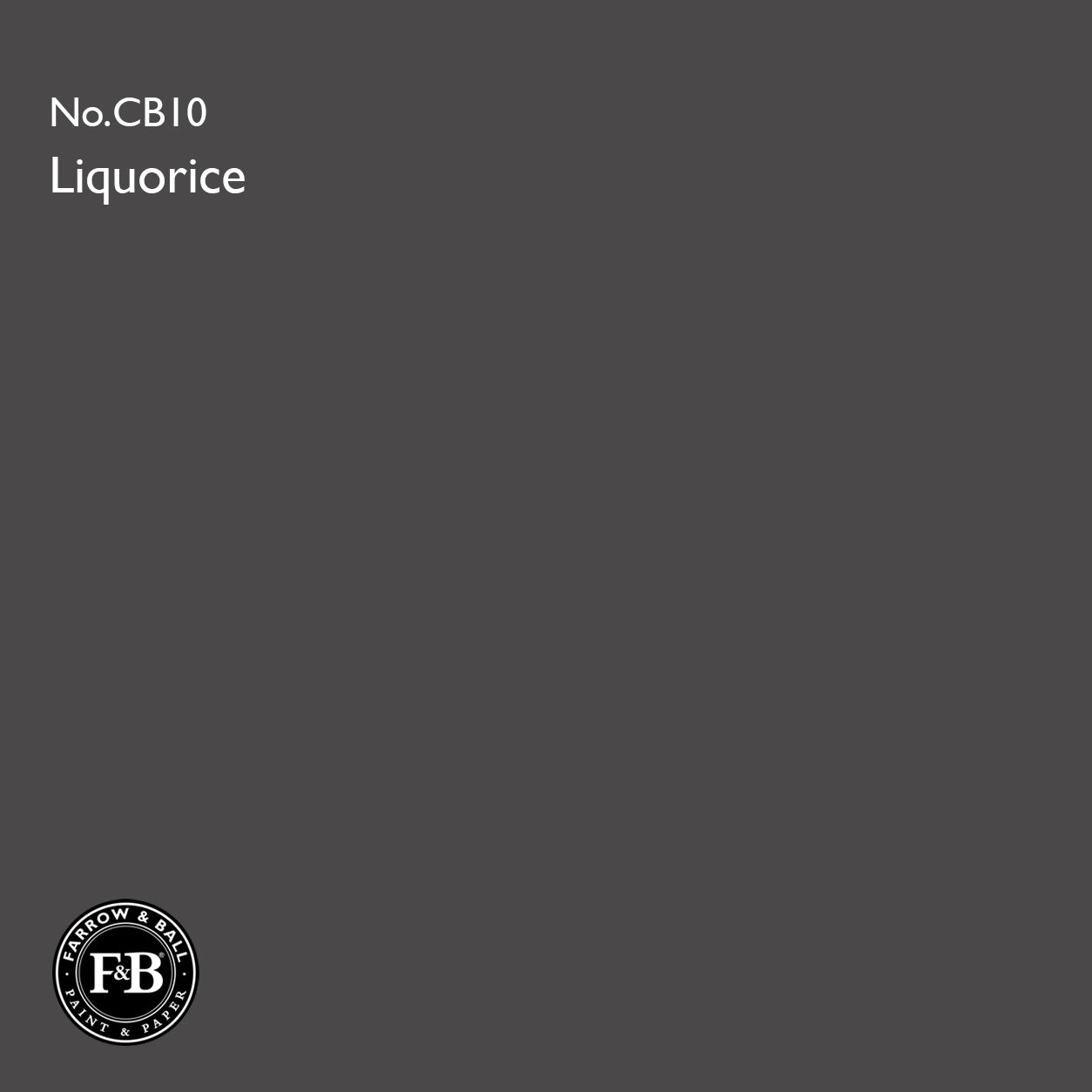 Farrow & Ball Liquorice No.CB10 Estate Emulsion paint colour sample