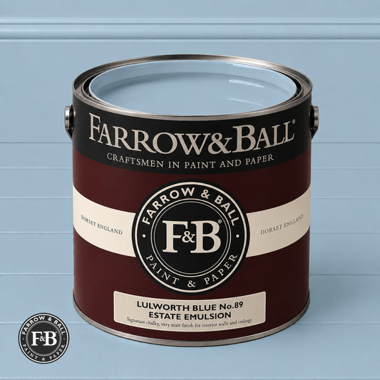Farrow & Ball Lulworth Blue No.89 paint colour in open paint tin