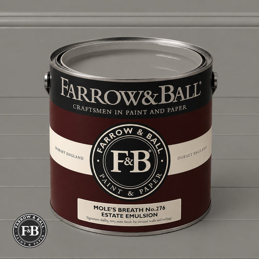 Farrow & Ball Mole's Breath No.276 paint colour in open paint tin
