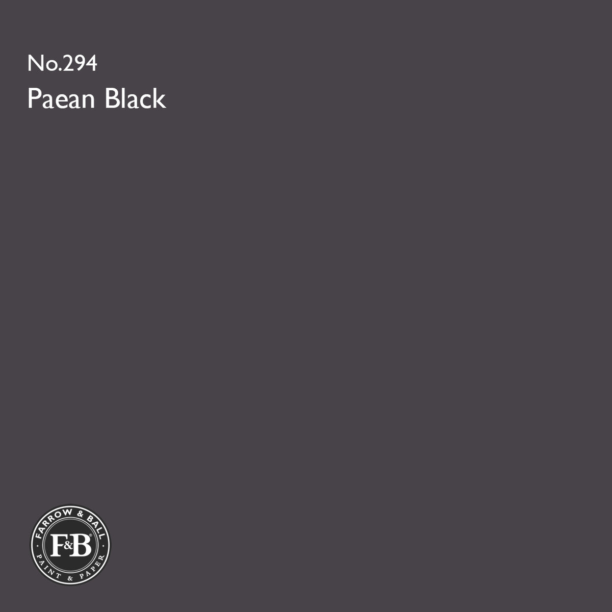 Farrow & Ball Paean Black® No.294 paint colour swatch