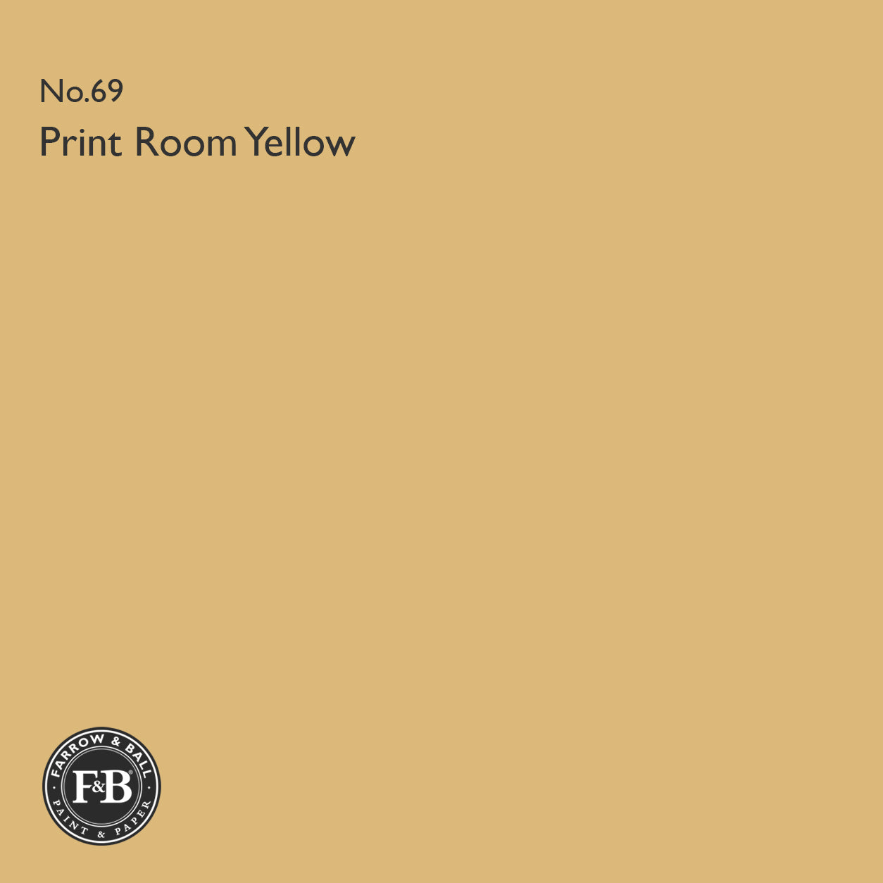 Farrow & Ball Print Room Yellow No.69 Estate Emulsion paint colour sample
