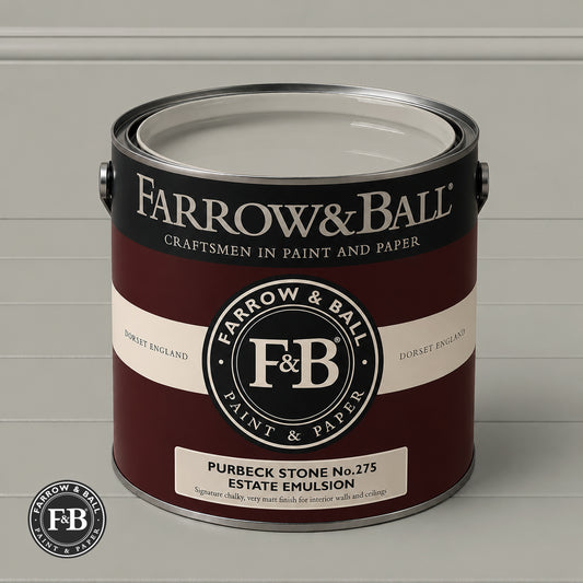 Farrow & Ball Purbeck Stone No.275 paint colour in open paint tin