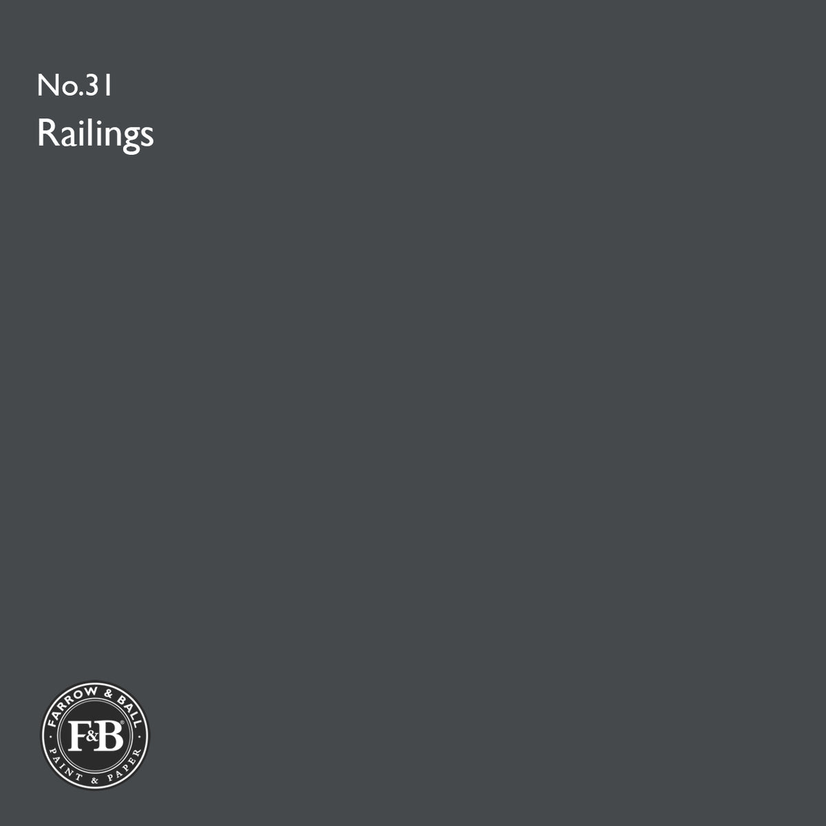 Farrow & Ball Railings No.31 paint colour swatch