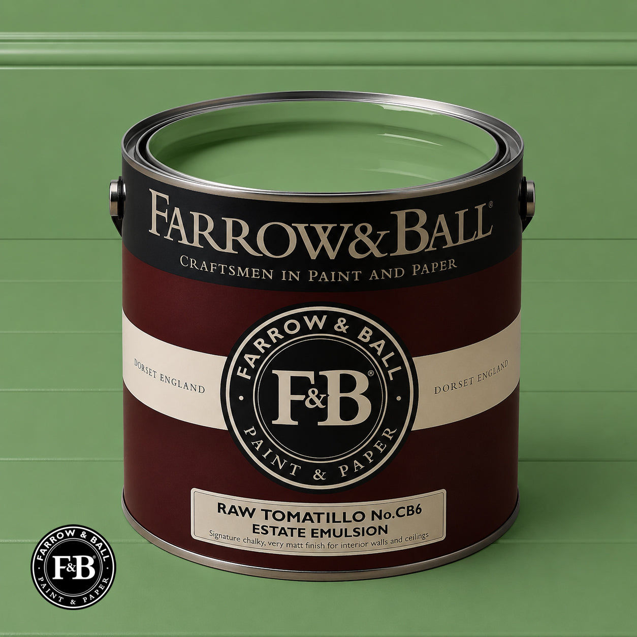 Farrow & Ball Raw Tomatillo No.CB6 paint colour swatch