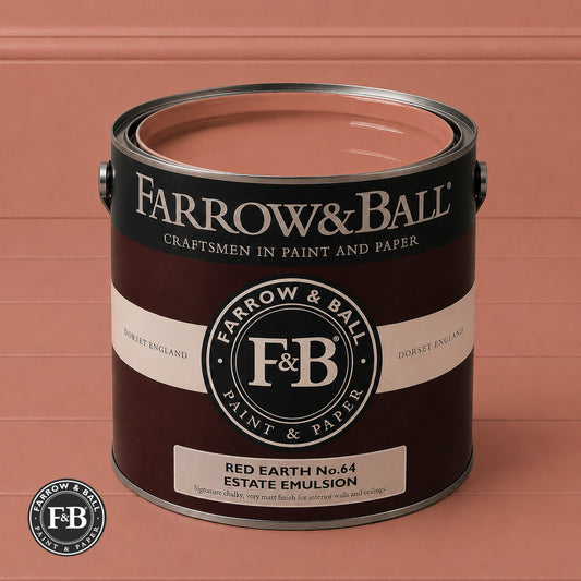 Farrow & Ball Red Earth No.64 paint colour in open paint tin
