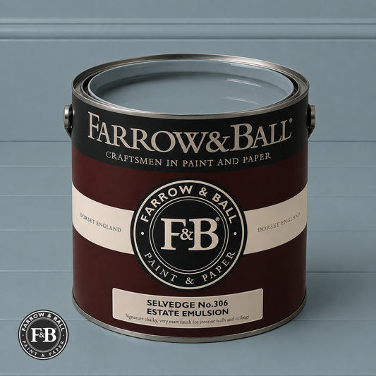 Farrow & Ball Selvedge No.306 paint colour in open paint tin