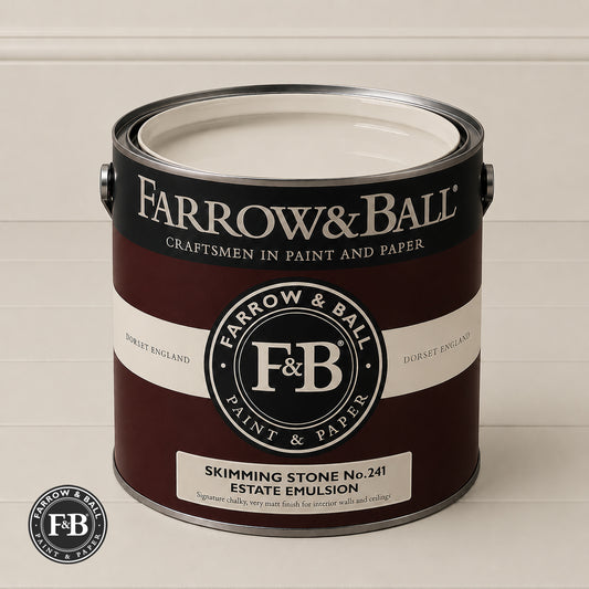 Farrow & Ball Skimming Stone No.241 paint colour in open paint tin