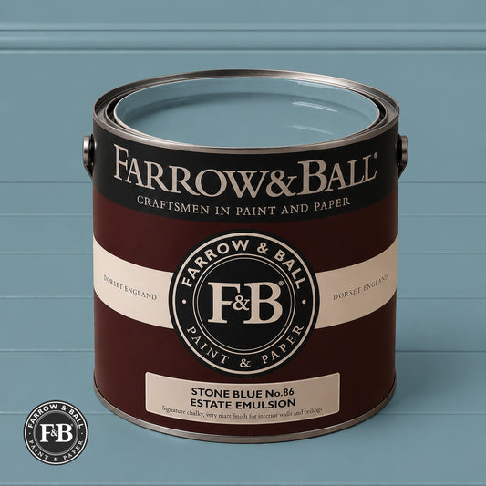 Farrow & Ball Stone Blue No.86 paint colour in open paint tin