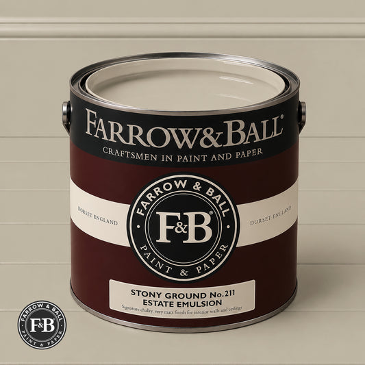 Farrow & Ball Stony Ground No.211 paint colour in open paint tin