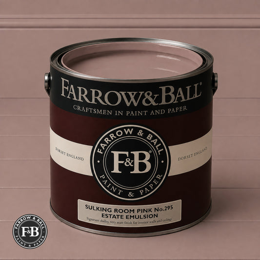 Farrow & Ball Sulking Room Pink No.295 paint colour in open paint tin