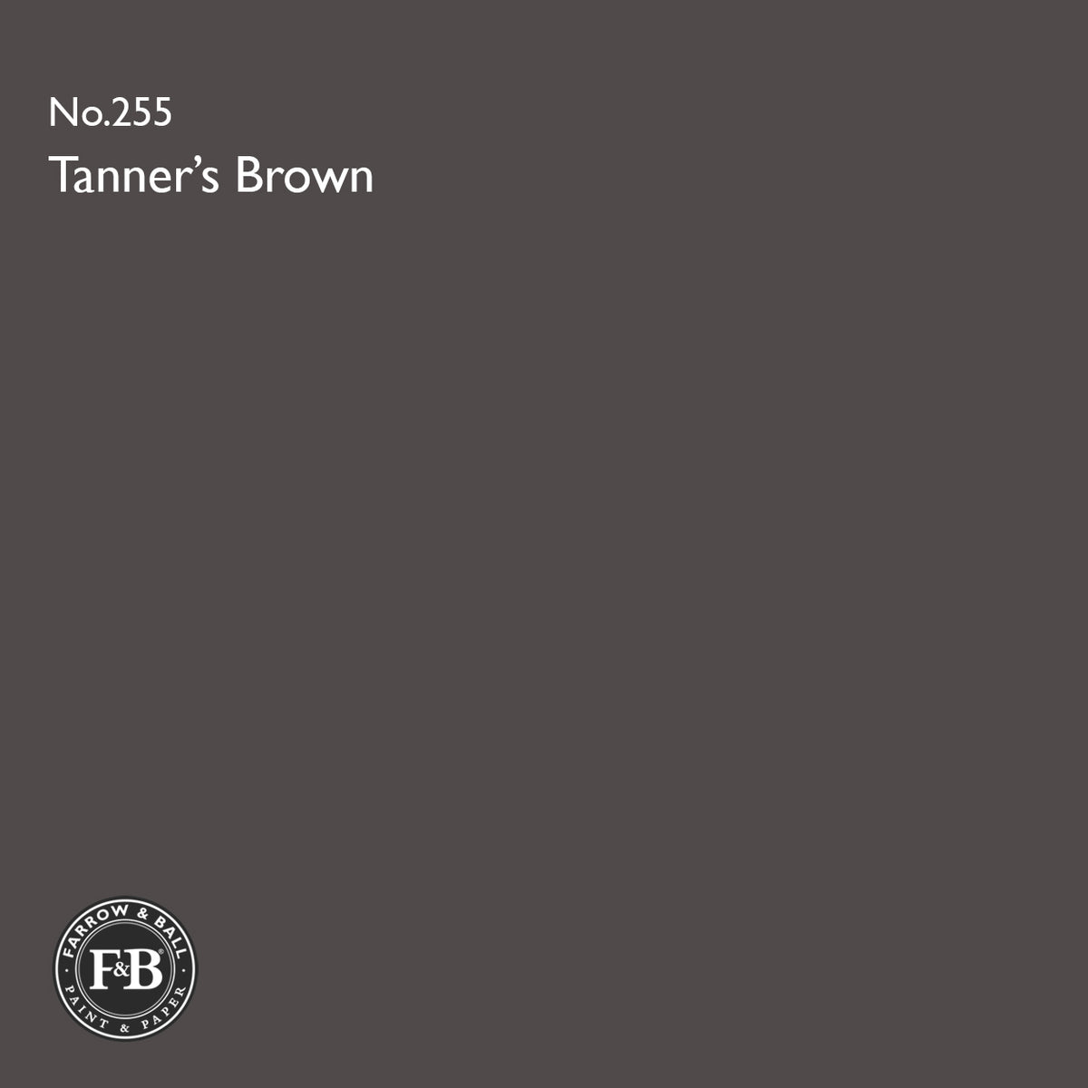 Farrow & Ball Tanner's Brown No.255 paint colour swatch