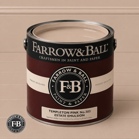 Farrow & Ball Templeton Pink No.303 paint colour in open paint tin