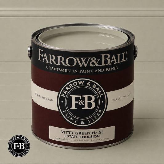Farrow & Ball Vitty Green No.G3 Estate Emulsion paint colour sample