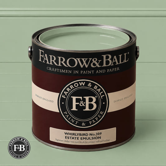 Farrow & Ball Whirlybird No.309 paint colour in open paint tin