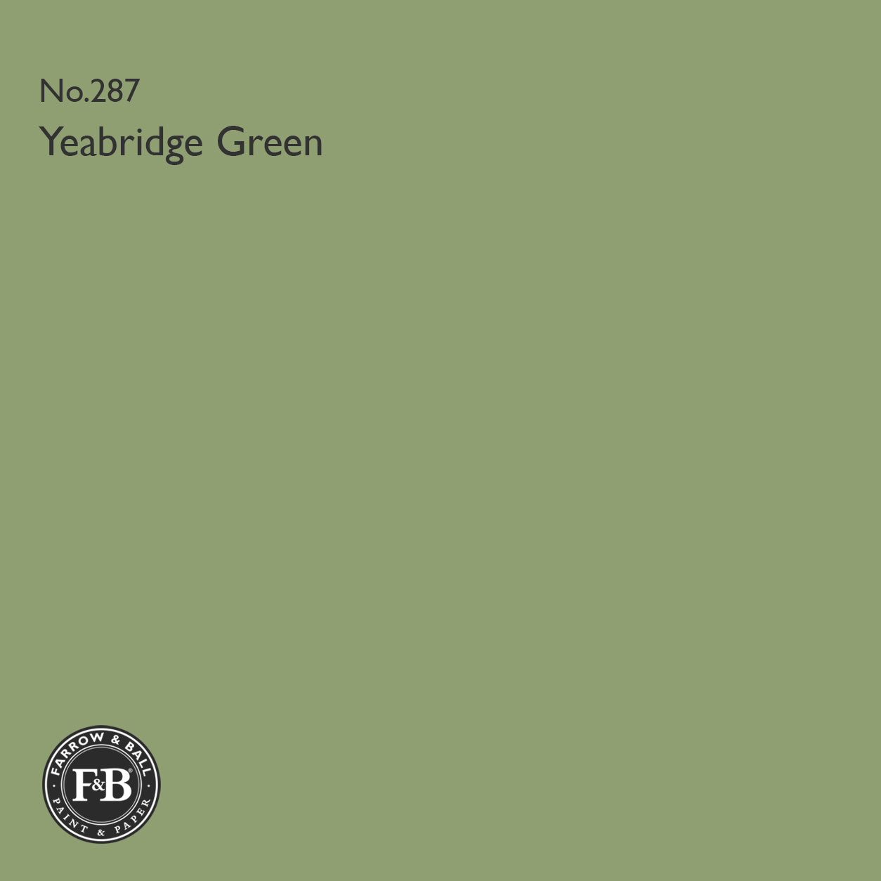 Farrow & Ball Yeabridge Green No.287 paint colour swatch