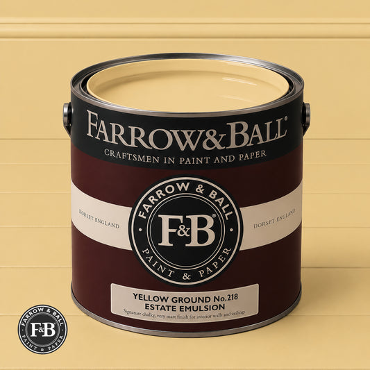 Farrow & Ball Yellow Ground No.218 paint colour in open paint tin