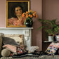 Classical interior showing a room with Farrow & Ball Sulking Room Pink No.295 painted on one wall