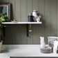 Kitchen backsplash / wainscotting painted in Farrow & Ball Treron® No.292